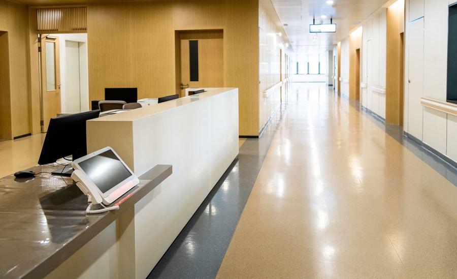 A modern hospital reception area
