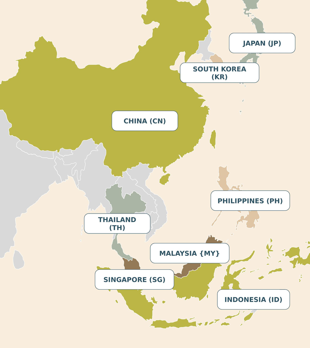 Asia Pacific coverage map